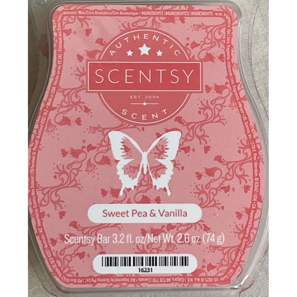 Scentsy Sweet Pea & Vanilla Wax Bar Fragrance Melt 3.2 fl oz NEW